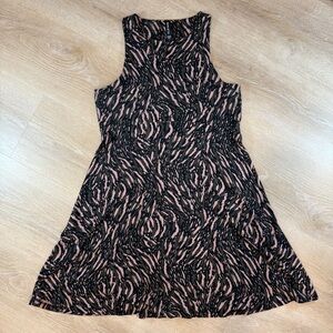 Athleta Santorini Thera Print Dress Sleeveless Black Pink Athleisure‎ Womens L